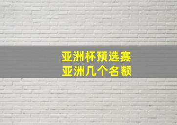 亚洲杯预选赛 亚洲几个名额